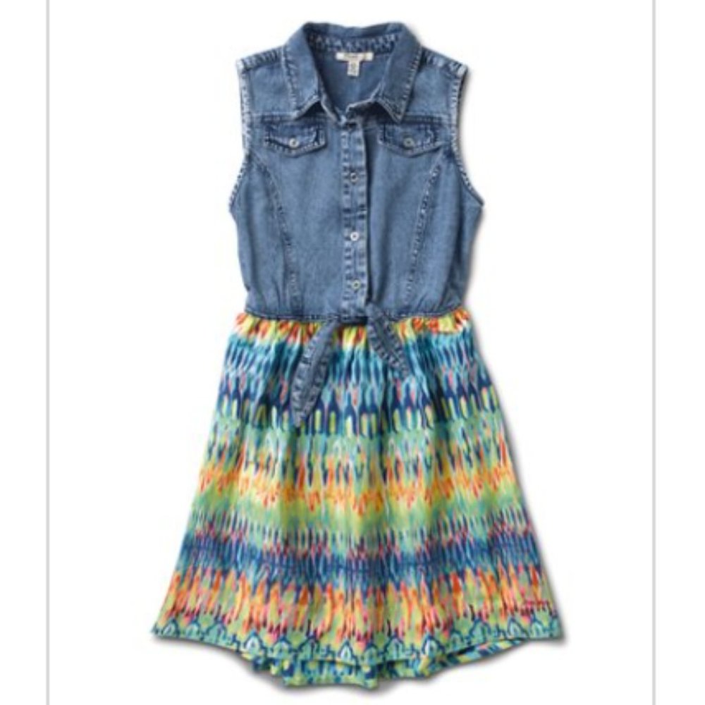 Girls Denim Tie-Dye Dress, 12/14